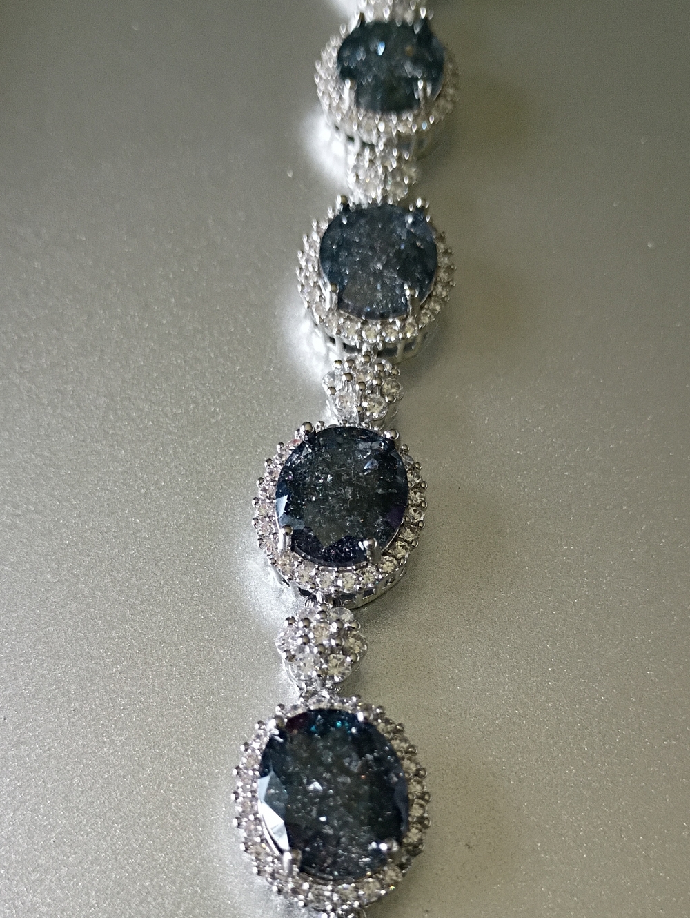 New Sparkling Graphite Oval Crystal Tennis Bracelet - - Picture 3 of 6